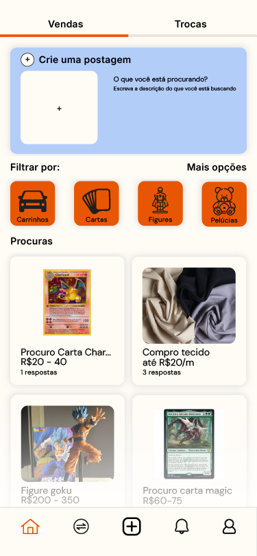 Feed do aplicativo Queremos